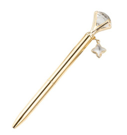 Metalické pero s diamantom a príveskom
