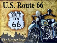 TP Plechová ceduľa - Motorka na Route 66
