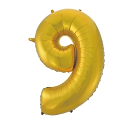Godan Fóliový balón číslo 9 - zlatá matná - 92 cm