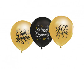 Godan Latexové balóny "Happy Birthday 40" - 5 ks
