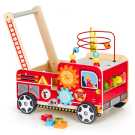 Eco Toys Drevené vzdelávacie chodítko Hasičské auto