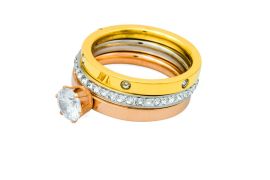 Lindas jewelry Sada prsteňov Triple Shiny chirurgická oceľ IPR032-54