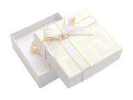 JKbox Biela papierová krabička s mašľou so zlatým okrajom na malú sadu IK007