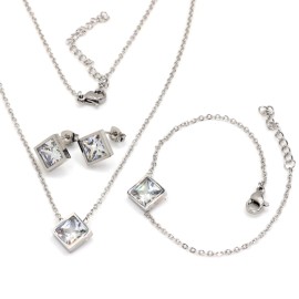 Lindas jewelry Sada šperkov Shiny Square chirurgická oceľ IS023