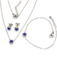 Lindas jewelry Sada šperkov modrá Circle chirurgická oceľ IS026