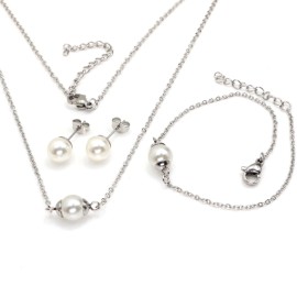 Lindas jewelry Sada šperkov Perlový štýl chirurgická oceľ IS054
