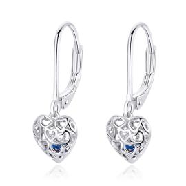 Lindas jewelry Strieborné náušnice Visiace Double Love Srdce IN089