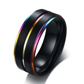 Sams Artisans Prsteň Chromatic Lines chirurgická oceľ IPRM005-67