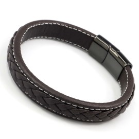 Sams Artisans Kožený náramok Black & Brown chirurgická oceľ INRM046