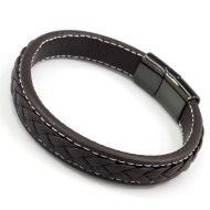 Sams Artisans Kožený náramok Black & Brown chirurgická oceľ INRM046 - cena, porovnanie