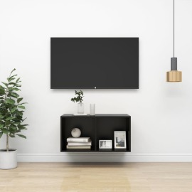 vidaXL Nástenná TV skrinka čierna 37x37x72 cm drevotrieska