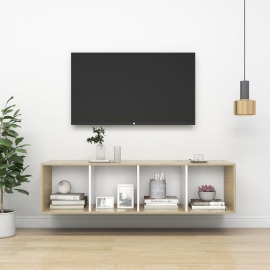 vidaXL Nástenná TV skrinka dub sonoma a biela 37x37x142,5 cm drevotrieska