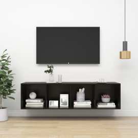 vidaXL Nástenná TV skrinka lesklá čierna 37x37x142,5 cm drevotrieska