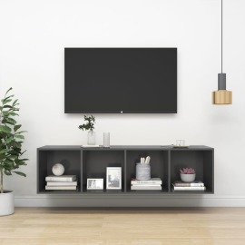 vidaXL Nástenná TV skrinka sivá 37x37x142,5 cm drevotrieska