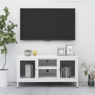 vidaXL TV skrinka biela 105x35x52 cm oceľ a sklo - cena, porovnanie