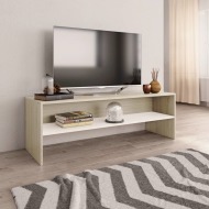 vidaXL TV skrinka, biela a dub sonoma 120x40x40 cm, drevotrieska - cena, porovnanie