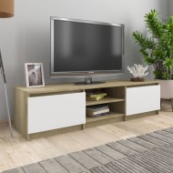 vidaXL TV skrinka, biela a dub sonoma 140x40x35,5 cm, drevotrieska - cena, porovnanie