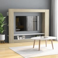 vidaXL TV skrinka, biela a dub sonoma, 152x22x113 cm, drevotrieska - cena, porovnanie