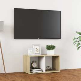 vidaXL TV skrinka biela a dub sonoma 72x35x36,5 cm drevotrieska