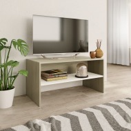 vidaXL TV skrinka, biela a dub sonoma 80x40x40 cm, drevotrieska - cena, porovnanie
