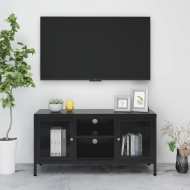 vidaXL TV skrinka čierna 105x35x52 cm oceľ a sklo - cena, porovnanie
