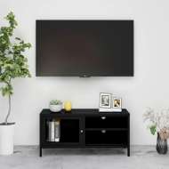 vidaXL TV skrinka čierna 90x30x44 cm oceľ a sklo - cena, porovnanie