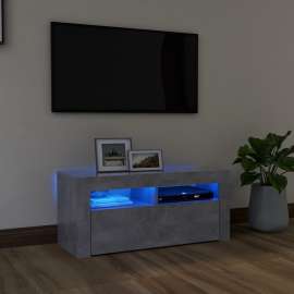 vidaXL TV skrinka s LED svetlami betónová sivá 90x35x40 cm