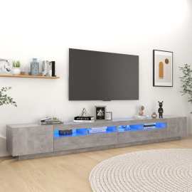 vidaXL TV skrinka s LED svetlami betónovo-sivá 300x35x40 cm