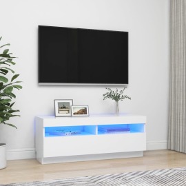 vidaXL TV skrinka s LED svetlami biela 100x35x40 cm