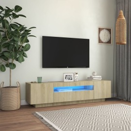 vidaXL TV skrinka s LED svetlami dub sonoma 160x35x40 cm