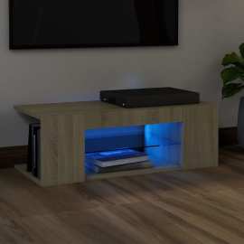 vidaXL TV skrinka s LED svetlami dub sonoma 90x39x30 cm