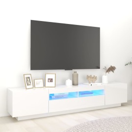 vidaXL TV skrinka s LED svetlami lesklá biela 200x35x40 cm