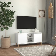 vidaXL TV skrinka s nožičkami z masívneho dreva biela 103,5x35x50 cm - cena, porovnanie