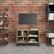 vidaXL TV stolík kovové nohy dub sonoma 69,5x30x50 cm - cena, porovnanie