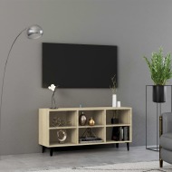 vidaXL TV stolík nohy z kovu dub sonoma 103,5x30x50 cm - cena, porovnanie