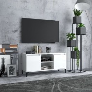 vidaXL TV stolík nohy z kovu lesklý biely 103,5x35x50 cm - cena, porovnanie