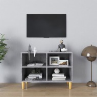 vidaXL TV stolík nohy z masívneho dreva betónový sivý 69,5x30x50 cm - cena, porovnanie
