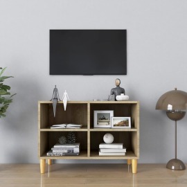 vidaXL TV stolík nohy z masívneho dreva dub sonoma 69,5x30x50 cm