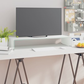 vidaXL Sklenený TV stojan/stojan pod monitor, biely, 80x30x13 cm