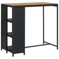 vidaXL Barový stolík s úložným regálom čierny 120x60x110 cm polyratan - cena, porovnanie