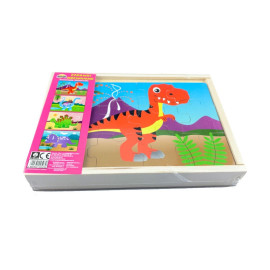 Dromader Drevené puzzle - Dinosaury 4 zvieratá
