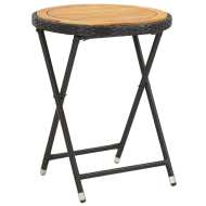 vidaXL Čajový stolík, čierny 60 cm, polyratan, akáciový masív - cena, porovnanie
