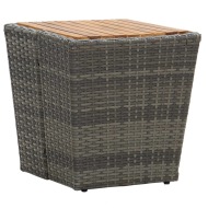 vidaXL Čajový stolík, sivý 41,5x41,5x43 cm, polyratan, akáciový masív - cena, porovnanie