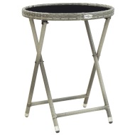 vidaXL Čajový stolík, sivý 60 cm, polyratan, tvrdené sklo - cena, porovnanie