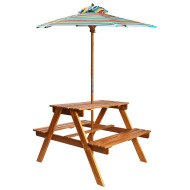 vidaXL Detský piknikový stôl so slnečníkom 79x90x60 cm masívne akáciové drevo - cena, porovnanie