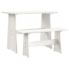 vidaXL Jedálenský stôl s lavicou biely masívne borovicové drevo