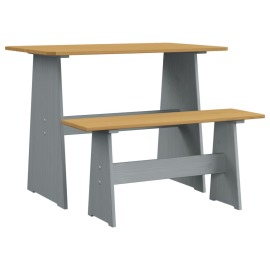 vidaXL Jedálenský stôl s lavicou medovohnedý a sivý masívne borovicové drevo