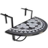 vidaXL Závesný stolík na balkón, čierno biely, mozaikový - cena, porovnanie