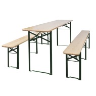 vidaXL Skladací pivný stôl s 2 lavicami 220 cm, jedľové drevo - cena, porovnanie