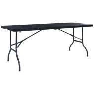 vidaXL Skladací záhradný stôl, čierny 180x75x72cm,HDPE imitácia ratanu - cena, porovnanie